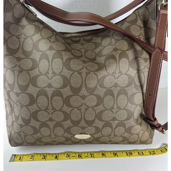 Coach Celeste Convertible Hobo Monogram Signature Coated Canvas Brn Shoulder Bag - Picture 16 of 16